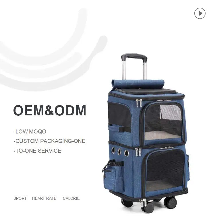 Newly Design 4 Wheel Pet Trolleys Dog Cat Bag Easy Walk Folding Travel Carrier Carriage Pet Stroller for Small Dogs Cats