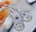 E1701 11-12mm DIY Natural Freshwater Pearl Charm Earrings Mounting Accessory 925 Sterling Silver Gold Plated  Jewelry for Women
