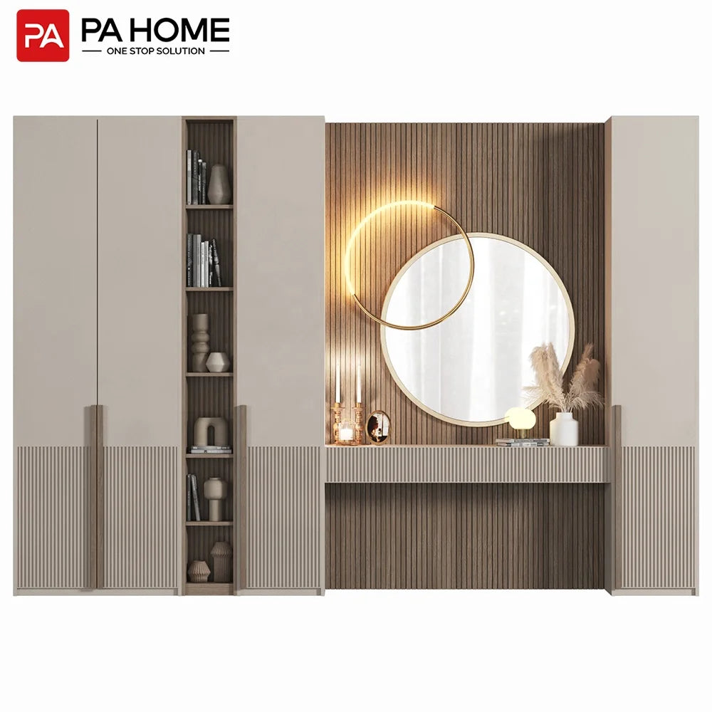 PA Italian Designs Combination MDF  Laminate Bedroom Furniture Wardrobe with Dressing Table