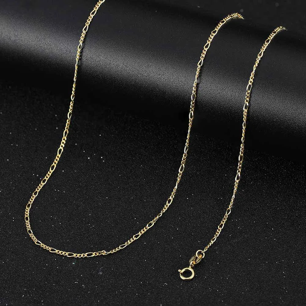 RINNTIN SC27 Sterling Silver 925 Diamond-Cut 1.7mm Figaro Link Chain Necklace for Women