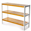 Simple Generous Indoor Three-layer Detachable Space-Saving Bamboo Shoe Rack Bench Storage Organizer Customized Size for Living