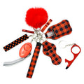 Custom Woman Self Defense Keychain Kit Self Defense Supplies Safety Keychain Set Self Defence Tools Keyring PU Key Chain Set