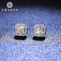Fashion  Moissanite Jewelry Korean Simple Fashion 925 Sterling Silver 6.5mm 1CT Moissan Stone Halo Stud Earrings for Women