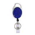 Rhinestones Alloy Round Pass ID Card Badge Easy to Pull Retractable Keychain Heavy Duty Push Pull Chain Retractable Keychain