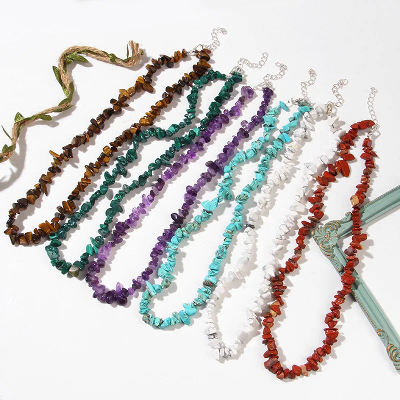 Hot Selling Jewelry INS Style Natural Stone Handmade Necklace Irregular Stone Personality Neck Chain Wholesale