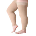 Nylon 23-32 MmHg Graduated Varicose Veins Medical Socks Thigh High Open Toe Stockings with Silicone Cuff and Compression