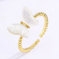 White Color Special Beautiful Butterfly Ring Elegant Rings for Women Gold Plated Custom Fashion Jewelry