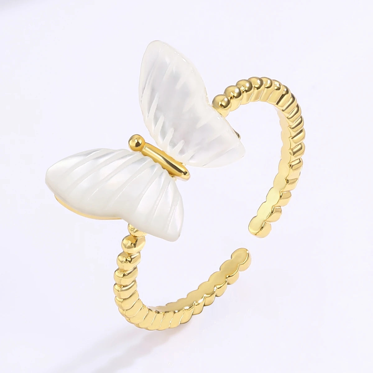 White Color Special Beautiful Butterfly Ring Elegant Rings for Women Gold Plated Custom Fashion Jewelry