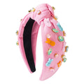 Easter Pink Fabric Hair Accessories for Women Cute Alloy Resin Bowknot Bow with Rhinestone Candy Rabbit Headbands Fashion Style MegaBDM