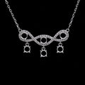 Sterling Silver 4*4mm Semi Mount Necklace Empty Support Blank Claw Setting S925 Base Holder Without Center Stone for DIY Inlay