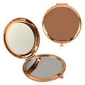 Custom Dual-Sided Lighted Magnifying Portable Folding Metal Makeup Mirror Rose Gold Cosmetic Pocket Mirror Promotional Gift