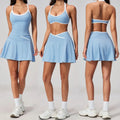 BNICE 2134 Custom Logo Womens Yoga Skirt Gym Golf Tennis Skirt Zipper Cowl Neck Skirt for Ladies Tennis Sport Wears for Fitness