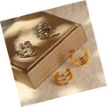 DAIHE Trend Jewelry Waterproof Stainless Steel Hip Hop Chunky Double Circle Gold Stud Earrings for Woman Gift