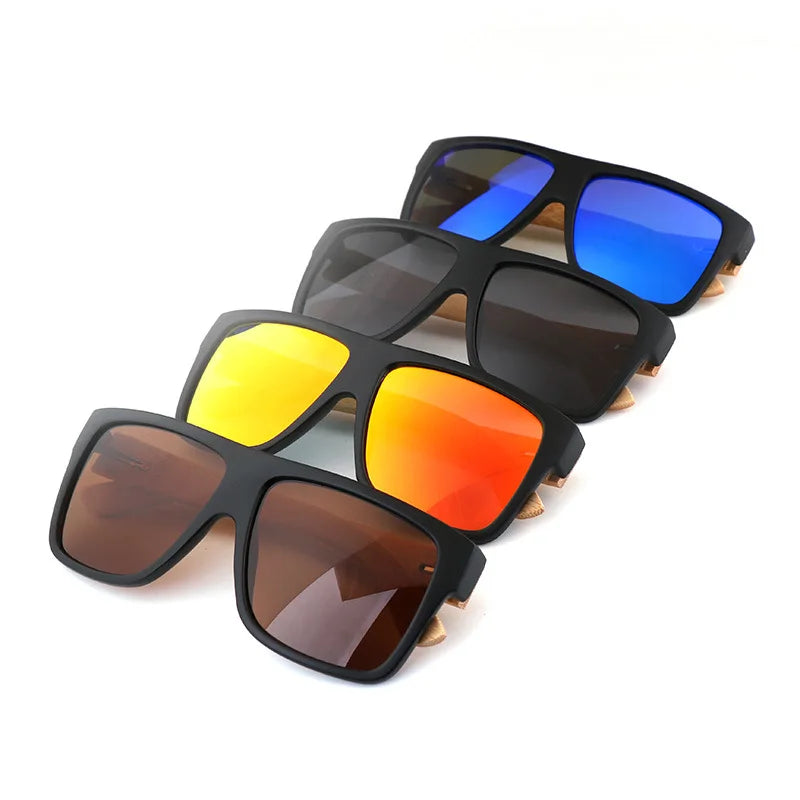 New Arrival Stylish Custom logo Sun Glasses Plastic Frame zebra Wood Temple Sunglasses