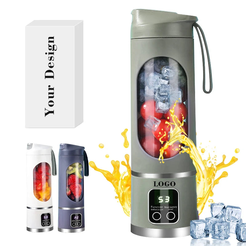 Custom Logo Portable Electric Juice Blender with Ice Crusher Function Rechargeable Smoothie Maker for Fresh Fruit Juices