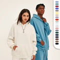Custom Logo Unisex Loose Boxy Fleeced Hoodie Pullover Thick Oversized 350gsm Cotton-poly Blanket Hoodie