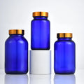 Cobalt Blue Empty Reagent Glass Bottle Chemical Containers with Caps for Coffee Beans Powder Medicine 75ml 120 ml 150ml 250ml