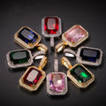 Fashion Jewelry Accessories Brass With Real Gold Plated Colorful Rectangle Shape Zirconia Charms Pendants for DIY Necklace