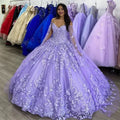 Luxury Glittering Lavender Quinceanera Dresses Butterfly Lace Vestidos De 15 Anos Birthday Party Prom Gowns MQ449