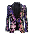 10% XS-3XL Men's Blue Purple Velvet Sequin Casual Suit Jacket DJ Singer Sparkling Coat Prom Costume