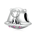Wholesale Discount S925 Sterling Silver Alien UFO Charm Adjustable Bail Stackable Cosmic DIY Jewelry Supply for Craft Making