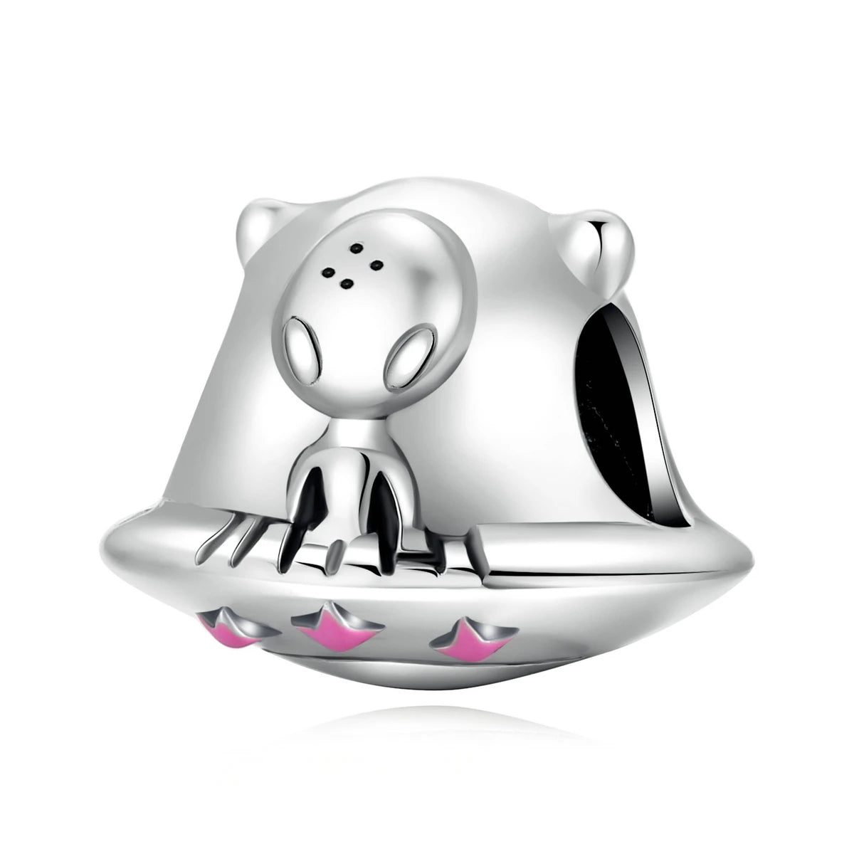 Wholesale Discount S925 Sterling Silver Alien UFO Charm Adjustable Bail Stackable Cosmic DIY Jewelry Supply for Craft Making