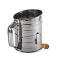 Manjia 3 Cup  Stainless Steel Rotary Hand Crank Flour Sifter With 2 Wire Agitator Rotary Hand Crank Flour Sifter