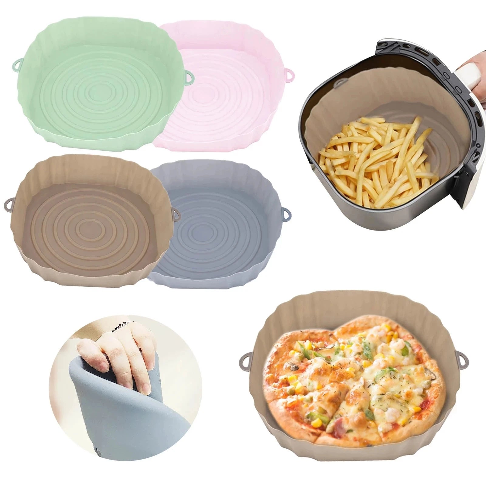 Air Fryer Liners 2025 Top Seller Kitchenware Waterproof Light Nice Quality Silicone Air Fryer Pot Pans