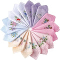 Wholesale Premium 100% Soft 60s Cotton Small Handkerchiefs 11*11 Inch Flower Embroidered Hankies with Lace for Women