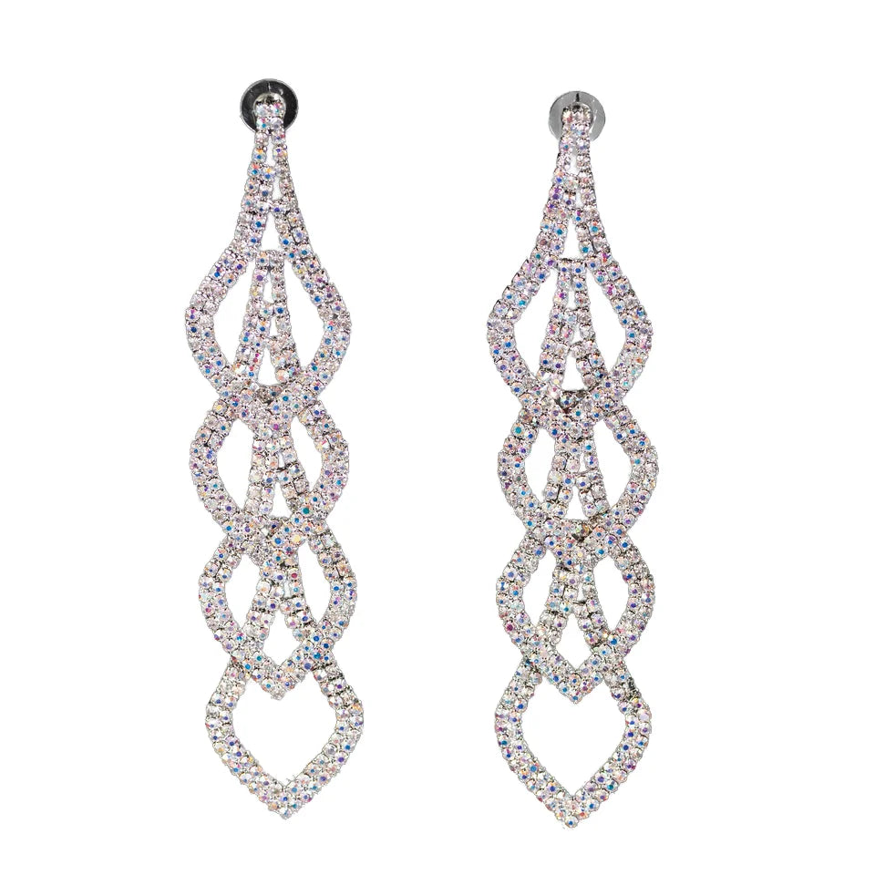 Gorgeous Bridal Rhinestone Chandelier Earrings for Women Long Wedding Posts