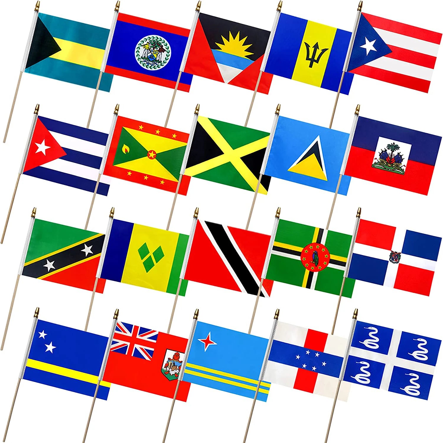 Promotional Custom Caribbean Flags 100% Polyester Small Hand Flags in Sizes 14x21cm & 20x30cm for Outdoor Waving  Flags