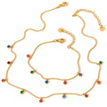 Sweater Chain Female Autumn Winter Three-Piece Set Female Zircon Necklace Fringe Pendant Bracelet Crystal Necklace Anklet Set