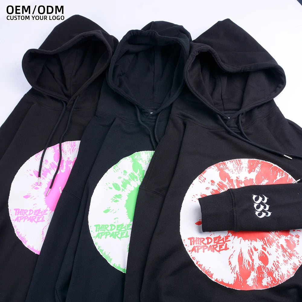 Wholesale Manufacturer Crop Cut Edge Blanks Hoodies Custom Puff Print Oversized No Raw Hem Cropped Hoodie Men