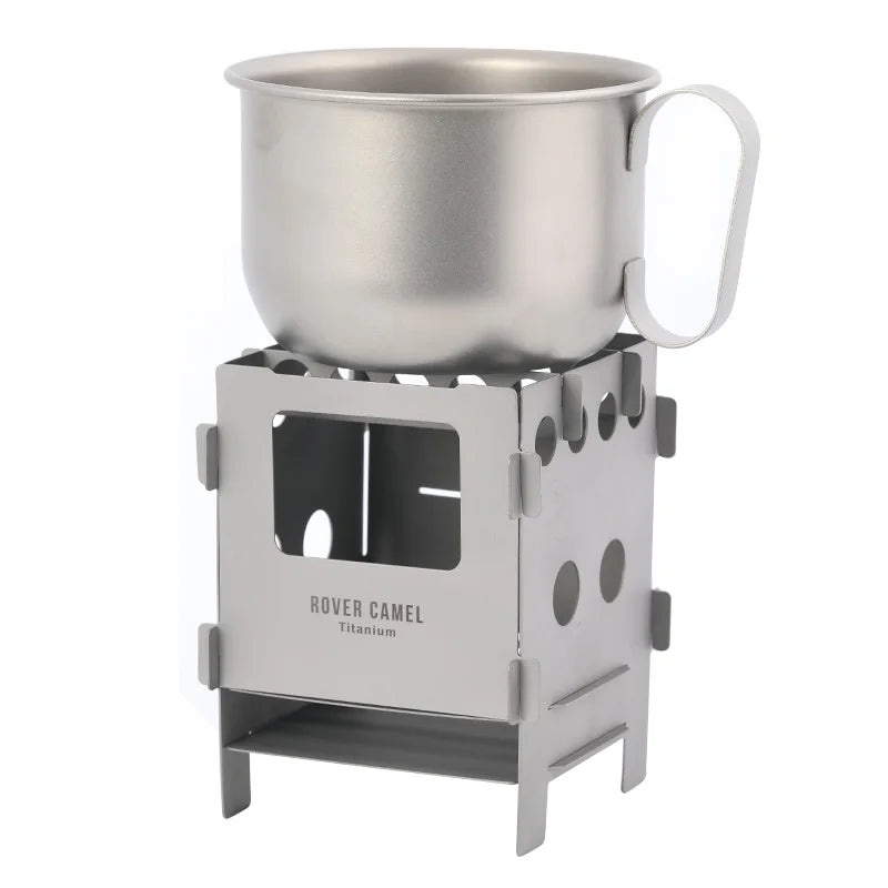 Titanium Wood Stove Ultralight and Compact Stove for Backpacking Camping and Survival
