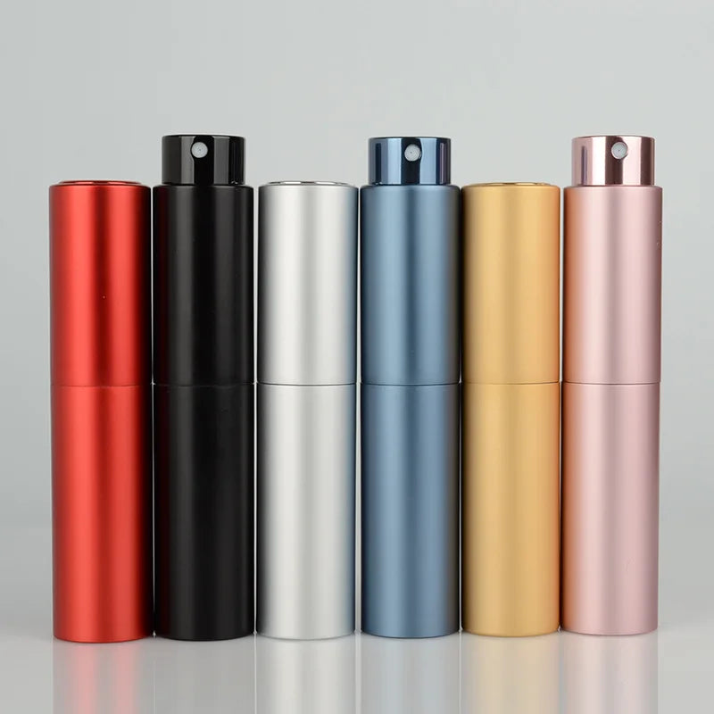 MUB 8ml 10ml 15ml 20ml Twist up Aluminum Atomizer Rotating Refillable Perfume Bottle Round Aluminum Refillable Perfume Atomizer