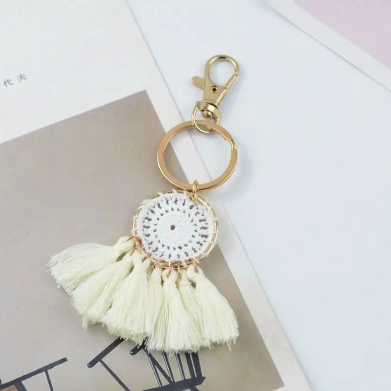 Hipster Gifts Tassels Key Chain Handmade Hanging Rear View Mirror Ornament Dream Bag Charms Dreamcatcher Keychain Amulet Keyring