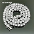BC019 5mm Brass Zircon Tennis Chain 1 Row Necklace Hip Hop Bling Jewelry Gold Silver CZ Tennis Chain Necklace Iced Out