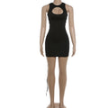 Summer New Arrival Night Club Dress Hollow Out Bandage Style O Neck Sleeveless Mini Dress Women Casual Dress