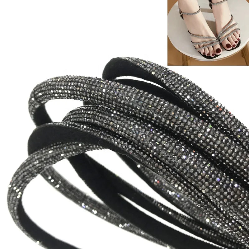 S577 1cm New Rhinestone Rope Crystal Strip Rhinestone Cord Custom Crystal Sandals Decoration