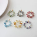 DIY Earrings Necklace Bracelet Material Accessories Natural Stone Hand Made Circular Crystal Chip Stone Gemstone Pendant