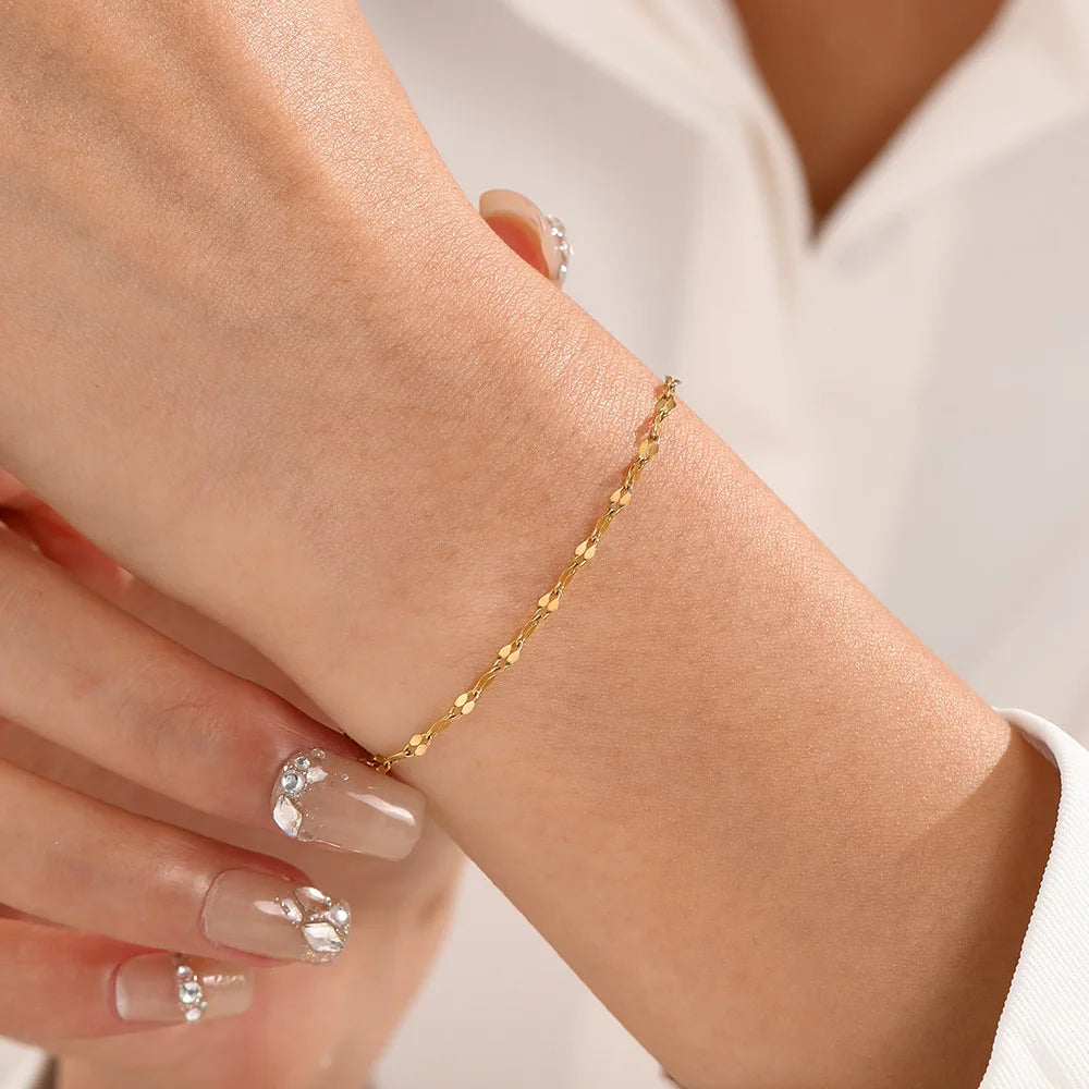 Hainon Women's Simple Stainless Steel Bracelet Versatile Bracelet Electroplating Gold Rose Gold Silver Bracelet