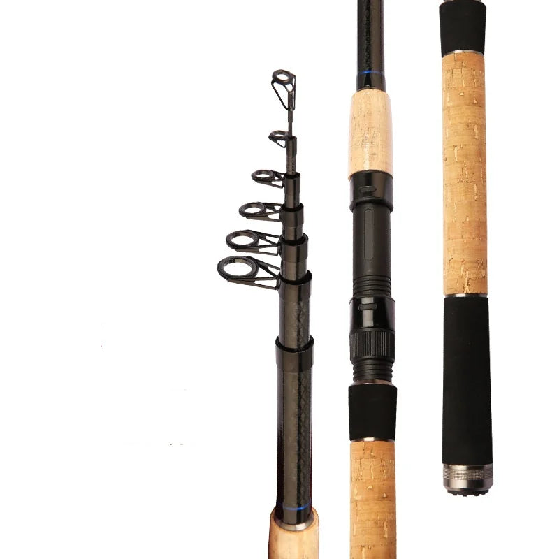 2.1m 2.4m 2.7m Fiberglass Cork Handle Bass Carp Lure Telescopic Sea Fishing Rods
