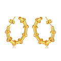 Unique Spring Hoop 18k Gold Plated Stainless Steel Bamboo Earrings