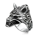 OAHLAN Fashion Jewelry Rings Personalized Retro Wolf Head Stainless Steel Ring for Men Wedding Band Birthday Gift Size 7-13