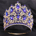 Adjustable 10\" Blue Gull Full Round Pageant Crown Alloy With Silver Plating for Wedding and Anniversary Occasions