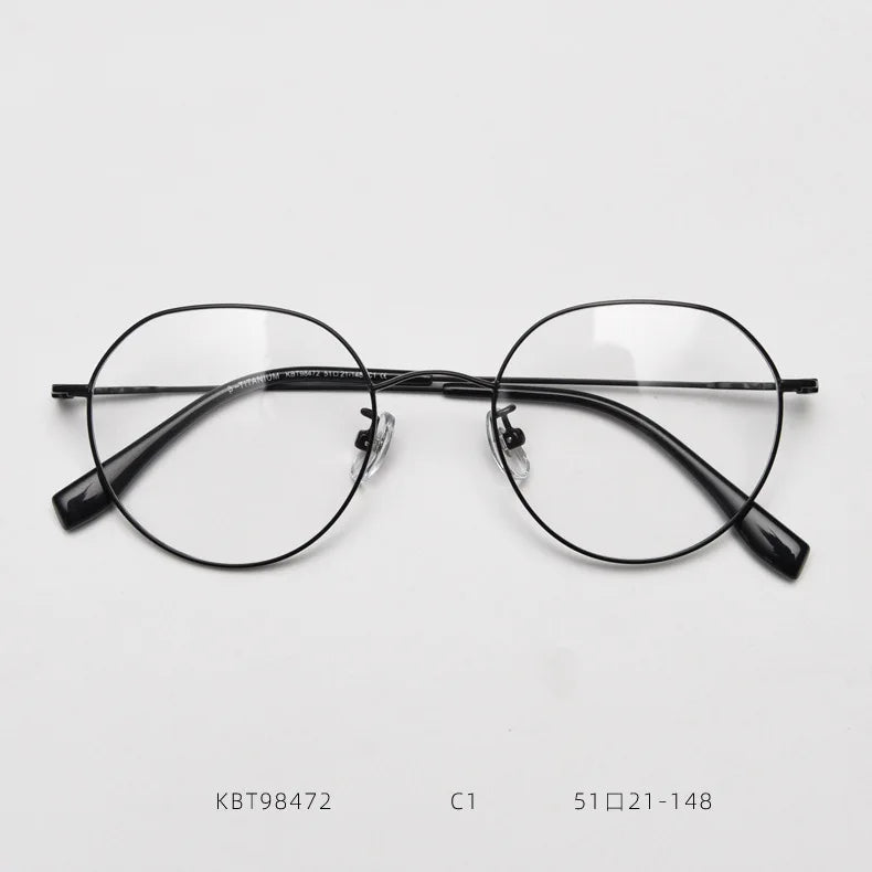 Women Fashional Metal Round Ultralight Pure Titanium Glasses Frame for Prescription Lenses Myopia and Presbyopia