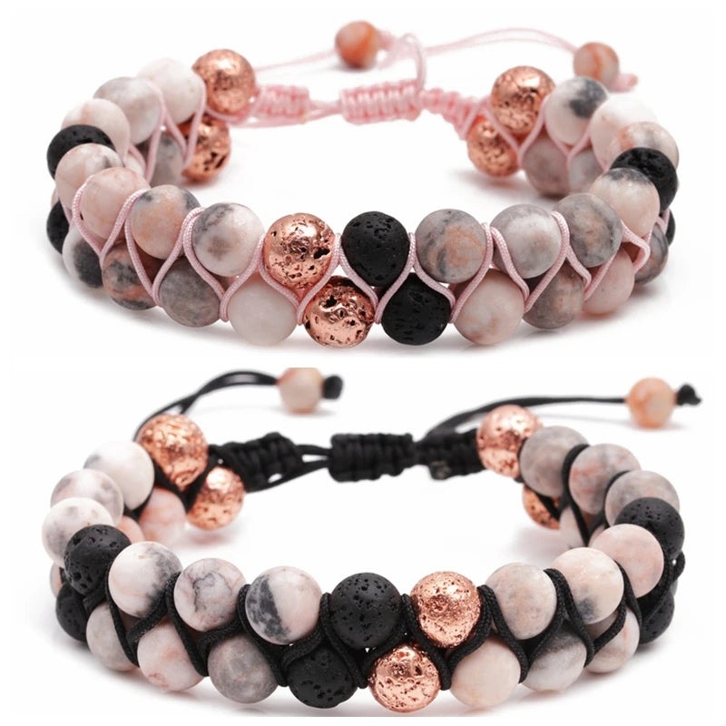 Fashion Yoga Energy Lava Volcanic Stone Bead Bracelet Women's and Men's Natural Colorful Stone Bracelet Wholesale
