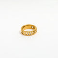 High End 18K Plain Gold Chain Knit Hollow Rings Stainless Steel Trendy Simple Gold Plated Jewelry