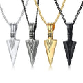 Hot Selling Hip-hop Punk Rock Men Black Gold Triangle Spear Head Arrow Pendant Fashion Jewelry Necklaces