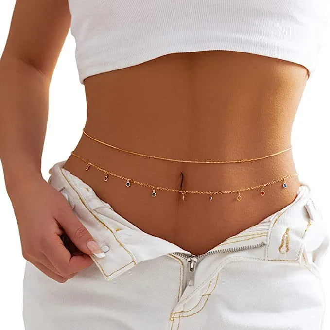 Gaby New Stainless Steel Body Chain Waist Chain 18k Gold Plated Waterproof Belly Chain Jewelry Women Wholesale Body Jewelry